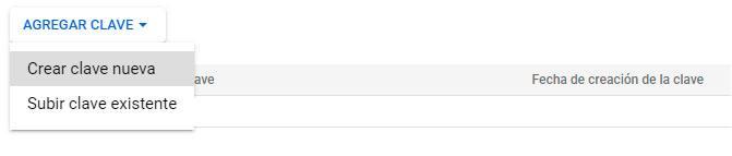 Crear nueva API Key Google Cloud
